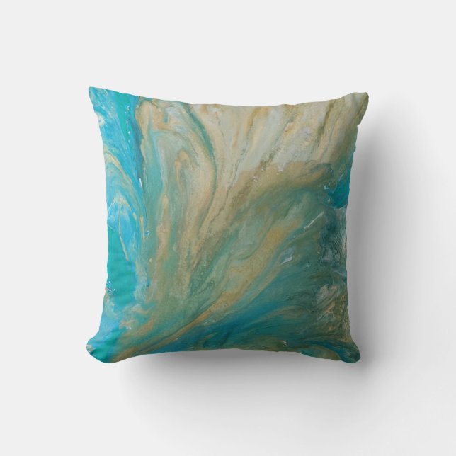 Coussin Acrylique pour abstrait littoral turquoise (Recto)