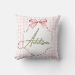 Coussin Addison personnalisé Baby Girl Nursery Bow&En vich