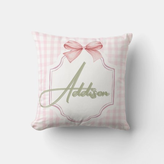 Coussin Addison personnalisé Baby Girl Nursery Bow&En vich (Recto)
