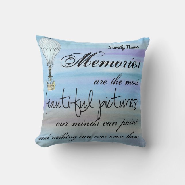 Coussin Adieu Bonvoyage Cadeau Hot Air Balloon Ajouter Nom (Recto)