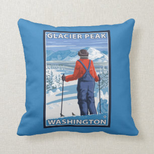 Coussin Admirer de skieur - crête de glacier, Washington