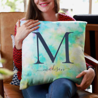 Ado Cravate-Dye Monogramme Nom de l'oreiller à lan