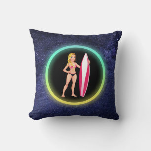 Coussin Adolescente Blonde Surfiste Galaxie