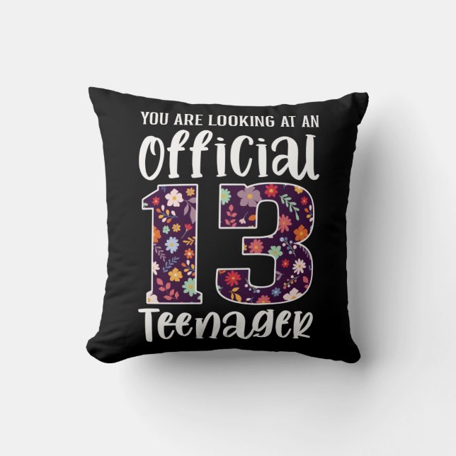 Coussin Adolescente officielle 13 ans 13e anniversaire (Recto)