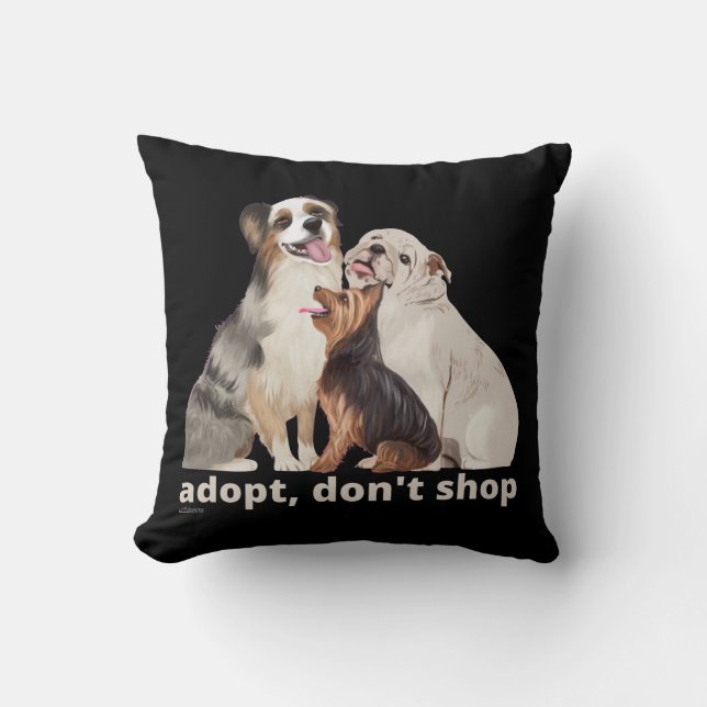 Coussin ADOPT, DON'T SHOP save the animals dog rescue (Recto)