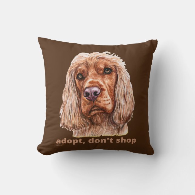 Coussin ADOPTER, NE PAS SHOP (Anglais Cocker Spaniel) (Recto)