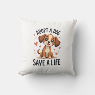 Coussin Adopter un chien sauve une vie Vintage chiot migno