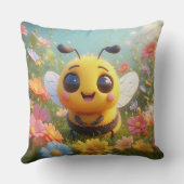 Coussin Adorable abeille à miel de dessin animé (Verso)