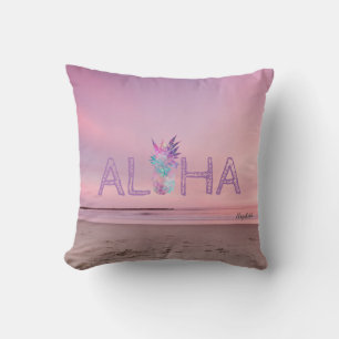 Coussin Adorable Aloha Hawaïen Pineapple,Coucher de soleil