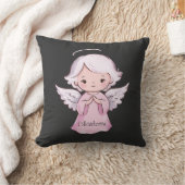 Coussin Adorable Angel Girly Black Name Baby (Couverture)