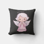 Coussin Adorable Angel Girly Black Name Baby (Recto)