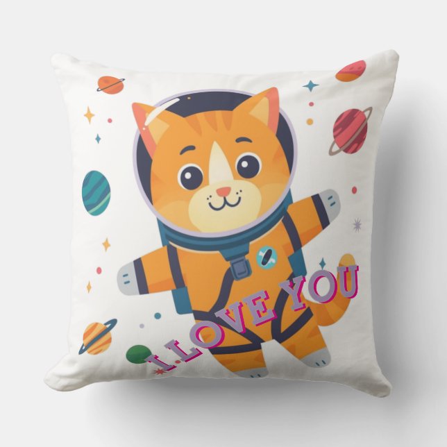 Coussin Adorable Astronaut Cat Throw Pillow (Recto)