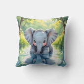 Coussin Adorable Baby Elephant and Reflection Personalized (Verso)