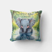 Coussin Adorable Baby Elephant and Reflection Personalized (Recto)