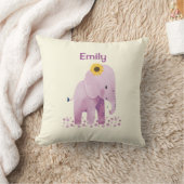 Coussin Adorable bébé fille éléphant avec nom (Couverture)