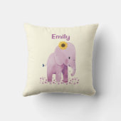 Coussin Adorable bébé fille éléphant avec nom (Verso)