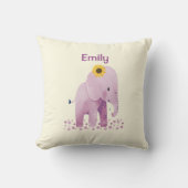 Coussin Adorable bébé fille éléphant avec nom (Recto)