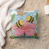 Coussin Adorable Bee & Butterfly Drawing Kids (Couverture)