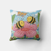 Coussin Adorable Bee & Butterfly Drawing Kids (Verso)