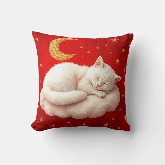 Coussin adorable chat blanc (Recto)