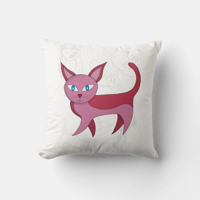 Coussin Adorable Chat rose et chatte Doodet couverture Duv (Recto)
