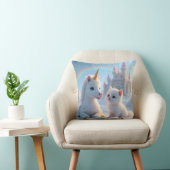 Coussin adorable chaton blanc et bébé licorne (Chaise)