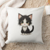 Coussin Adorable chaton chibi avec blanc et noir (Couverture)