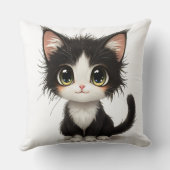 Coussin Adorable chaton chibi avec blanc et noir (Verso)