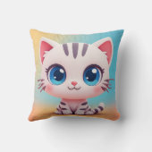 Coussin Adorable Chaton de Dessin Animé Blanc (Verso)