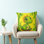 Coussin Adorable Dinosaure de Dessin Vert Au milieu des Pl (Chaise)