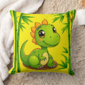 Coussin Adorable Dinosaure de Dessin Vert Au milieu des Pl (Couverture)