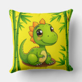 Coussin Adorable Dinosaure de Dessin Vert Au milieu des Pl (Verso)