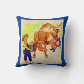 Coussin adorable enfant avec adorable vache (Verso)