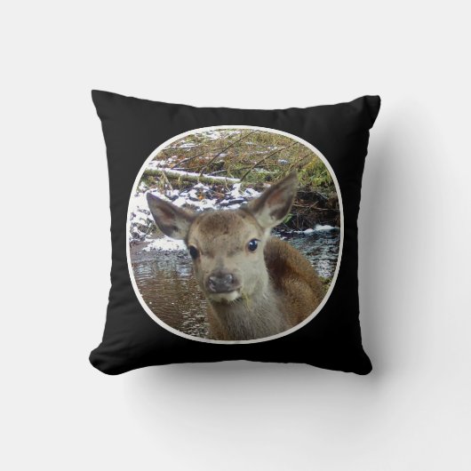 Coussin Adorable Faon Bébé Cerf Rouge Douce Forêt (Recto)