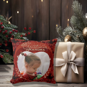 Coussin Adorable Grand-mère de Noël Rouge Photo