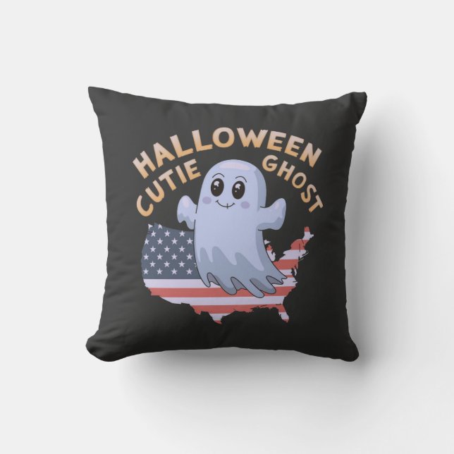 Coussin Adorable Halloween mignon Fantôme Éffrayant, Drôle (Recto)