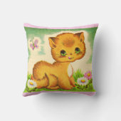 Coussin adorable imprimé de chaton aux yeux verts (Verso)