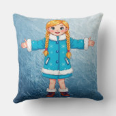 Coussin Adorable Jeune Fille des Neiges Souriant (Verso)