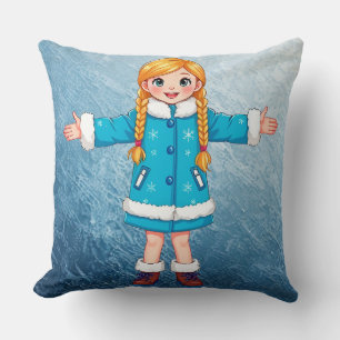 Coussin Adorable Jeune Fille des Neiges Souriant