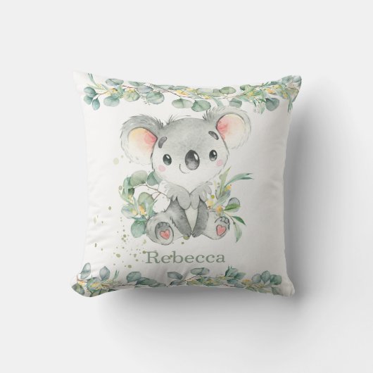 Coussin Adorable Kala Eucalyptus Leafy Girl Boy Nursery (Recto)