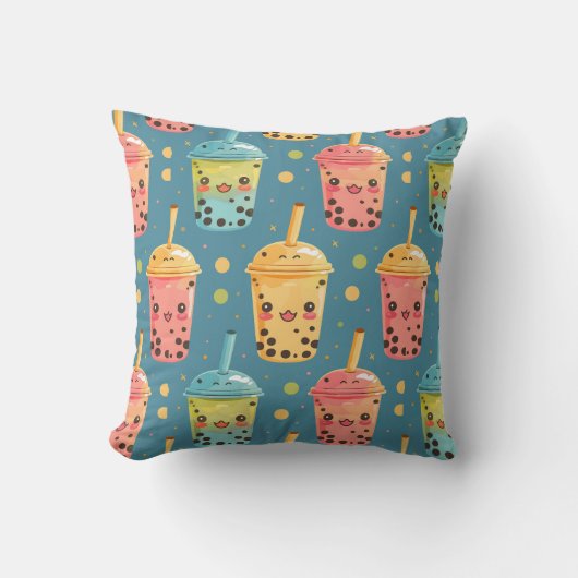Coussin Adorable Kawaii Boba Conception de boisson (Recto)