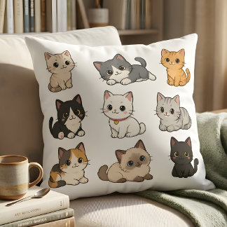 Coussin Adorable Kawaii Cat Kittens Decorative 