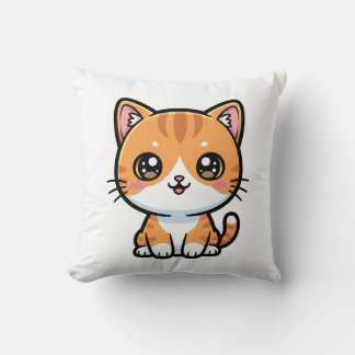 Coussin Adorable Kawaii Ginger Cat Cartoon Character