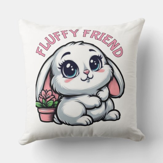 Coussin Adorable Lapin Minable avec Pot Plante (Verso)