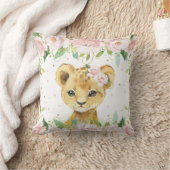 Coussin Adorable Lion Blush rose Floral Salle Enfants (Couverture)