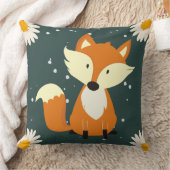 Coussin Adorable mignon renard orange fleur de neige bleu (Couverture)