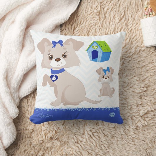 Coussin Adorable mignonne maman chien avec chiot (Couverture)