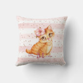 Coussin Adorable Orange Chat d'enfant Illustration Fille N (Verso)