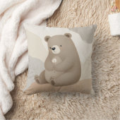 Coussin Adorable Ours Brun à la Marguerite - Aquarelle (Couverture)