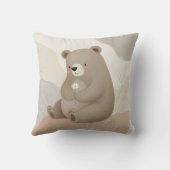 Coussin Adorable Ours Brun à la Marguerite - Aquarelle (Verso)